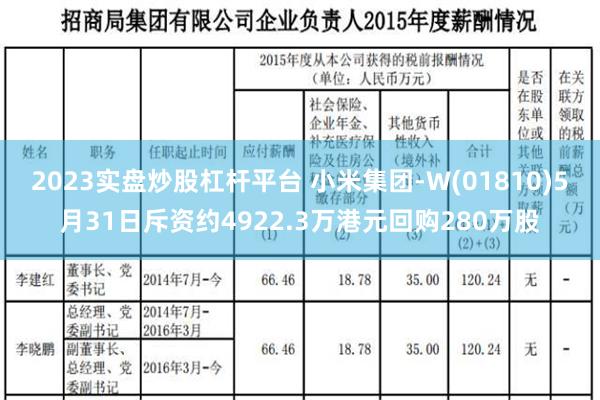 2023实盘炒股杠杆平台 小米集团-W(01810)5月31日斥资约4922.3万港元回购280万股