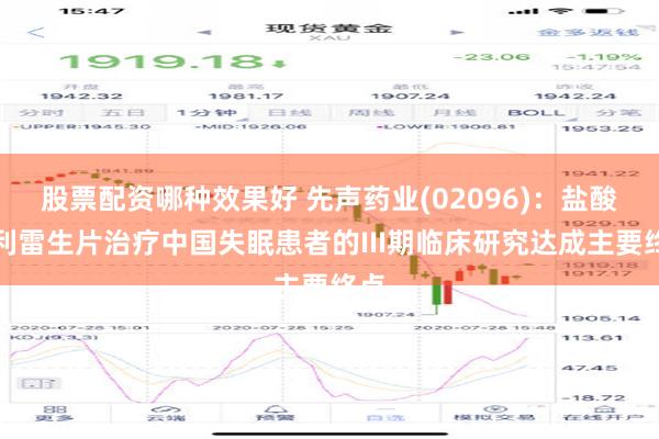 股票配资哪种效果好 先声药业(02096)：盐酸达利雷生片治疗中国失眠患者的III期临床研究达成主要终点
