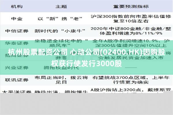 杭州股票配资公司 心动公司(02400.HK)因购股权获行使发行3000股