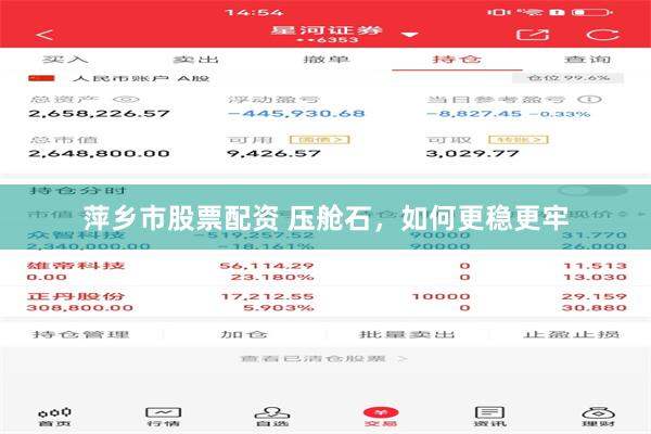 萍乡市股票配资 压舱石，如何更稳更牢